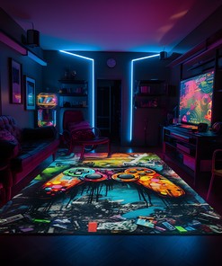 Custom Gaming Rugs for Boys Room with Personalized Vintage Game Room Design