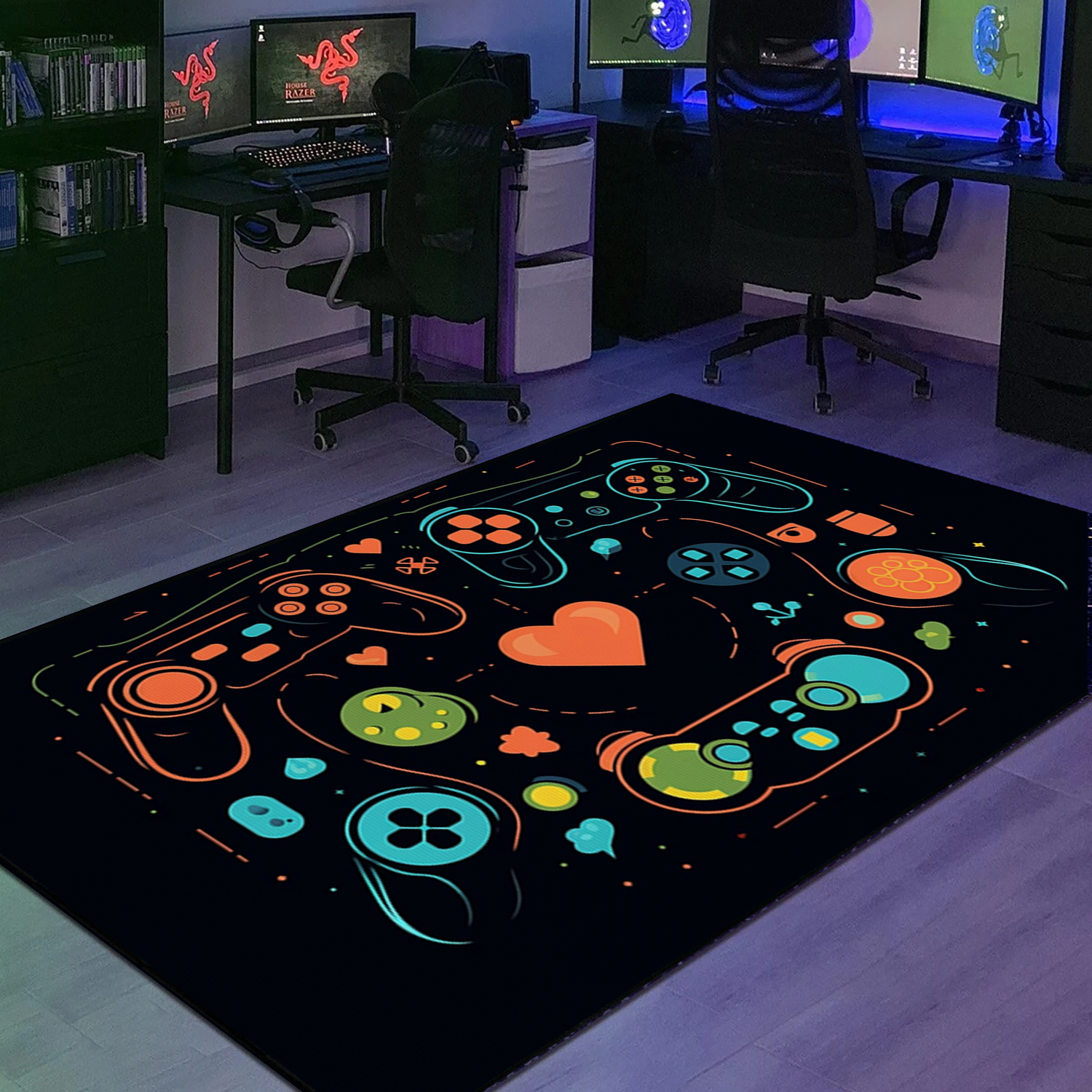 Custom Gaming Rugs for Living Room - Personalized Video Game Room Rug for Boys Bedroom - Upgrade Your Living Room Decor