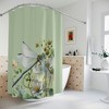 Custom Green Dragonfly And Wild Flowers Shower Curtain, Floral Designer Curtain With Nature Print 