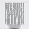 Custom Grey Birch Tree Shower Curtain With Birds And Kids Design, Home Decor
