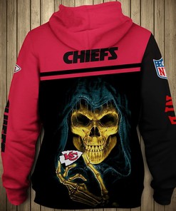 Custom Kansas City Chiefs 3D Skull Hoodie Pullover For Fans