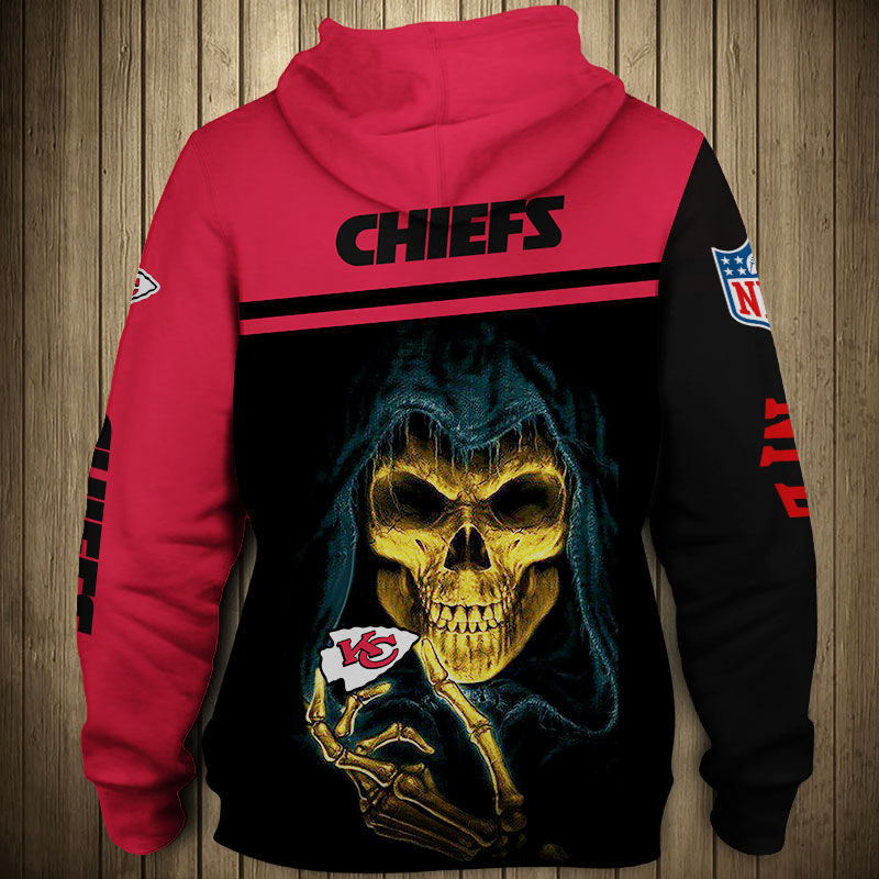 Custom Kansas City Chiefs 3D Skull Hoodie Pullover For Fans