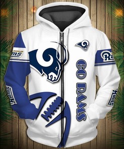 Custom Los Angeles Rams 3D Graphic Balls Zip Hoodie Pullover, Eye-Catching Design For Fans