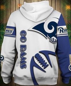 Custom Los Angeles Rams 3D Graphic Balls Zip Hoodie Pullover, Eye-Catching Design For Fans