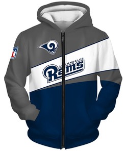 Custom Los Angeles Rams 3D Zip Hoodie With All Over Print Design