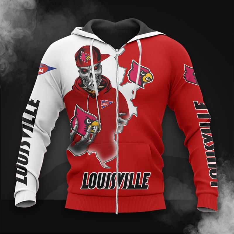 Custom Louisville Cardinals Skull Hoodie 3D All Over Print, Show Your Style