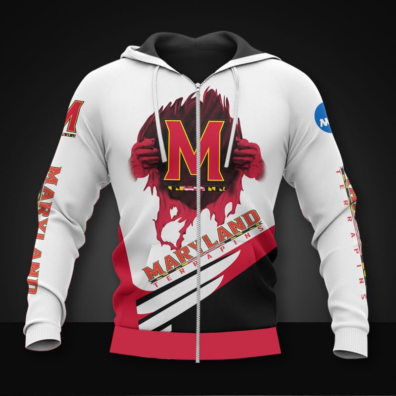 Custom Maryland Terrapins 3D Zip Hoodie Long Sleeve Gift For Fan, Unique Design For Fans