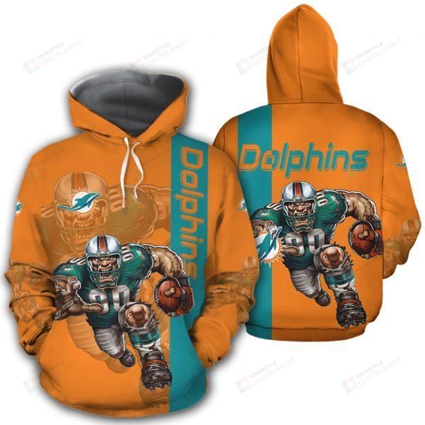 Custom Miami Dolphins 3D All Over Print Zip-Up Hoodie For Fans, Eye-Catching Gifts For Fans