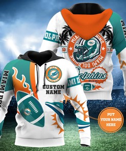Custom Miami Dolphins All Over Print 3D Hoodie