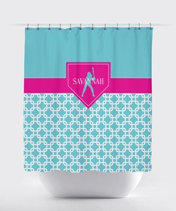 Custom Monogrammed Softball Chain Link with Home Plate Shower Curtain