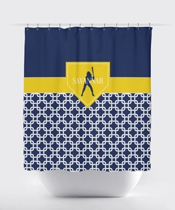 Custom Monogrammed Softball Chain Link with Home Plate Shower Curtain