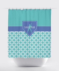 Custom Monogrammed Softball Chain Link with Home Plate Shower Curtain