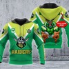 Custom Name 3D All Over Print Zip Up Hoodie - Canberra Raiders Nrl Mascot 