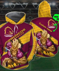 Custom Name Brisbane Broncos Nrl 3D Hoodie All Over Print Zip-Up Option