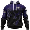 Custom Name & Number All Over Print Baltimore Ravens Hoodie 3D Skull Gifts For Fans