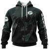 Custom Name & Number Green Bay Packers Skull Hoodie 3D With All Over Print, Perfect For Fans