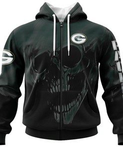 Custom Name & Number Green Bay Packers Skull Hoodie 3D With All Over Print, Perfect For Fans