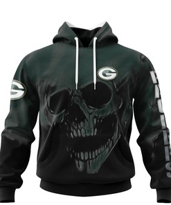 Custom Name & Number Green Bay Packers Skull Hoodie 3D With All Over Print, Perfect For Fans