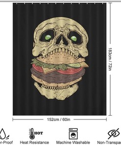 Custom Personalized Skull Chain Shower Curtain, Durable Bath Curtain Liner