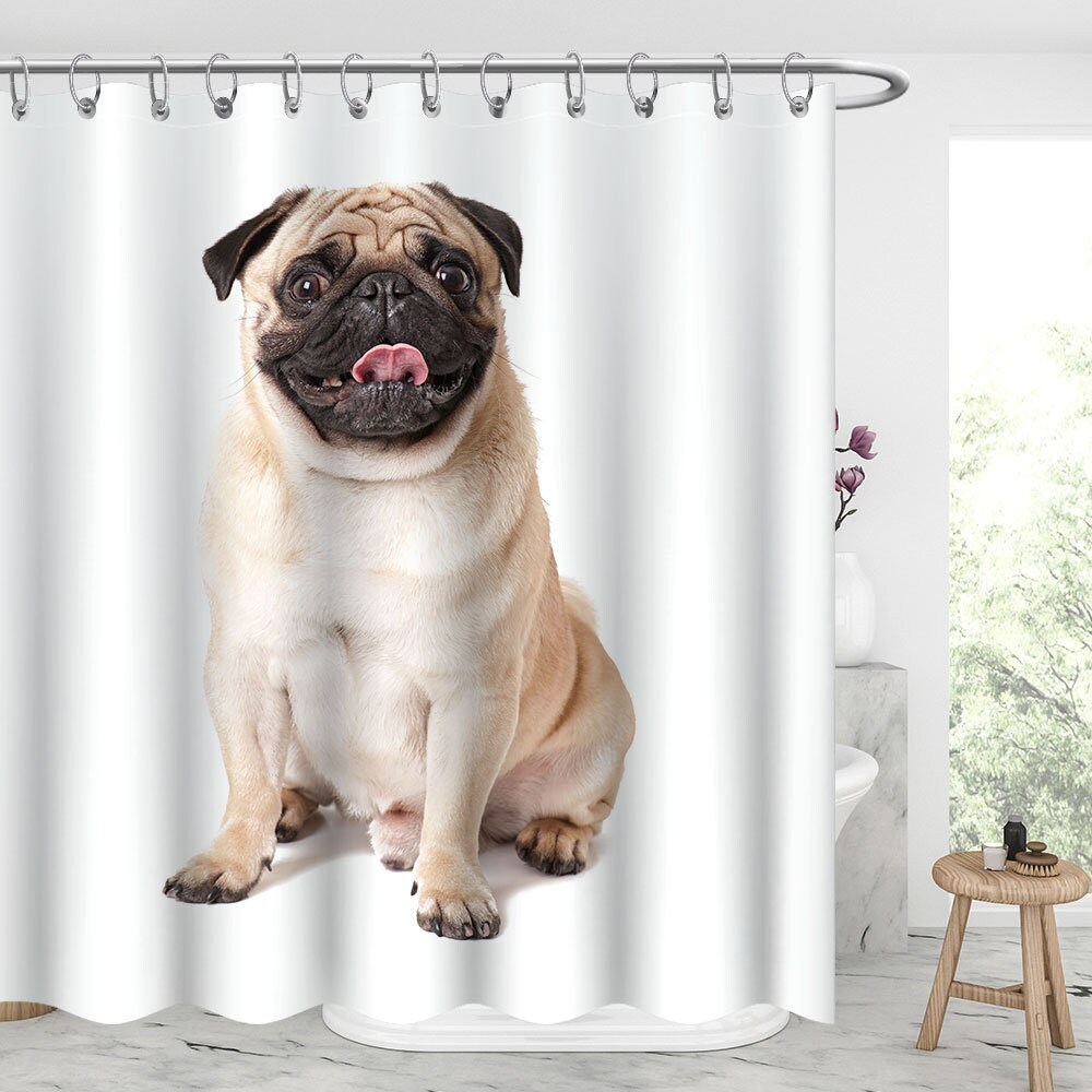 Custom Pet Photo Shower Curtain With Animal Design, Personalized Fabric Bathroom Decor Gift - Image 4