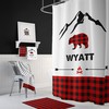 Custom Red Buffalo Plaid Shower Curtain with Lumberjack Bathroom Art for Boys Room and Personalized Gift