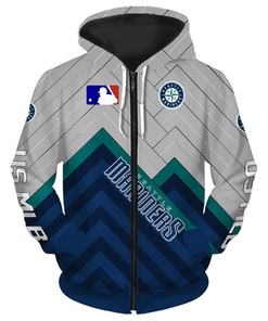 Custom Seattle Mariners All Over Print Hoodie - 3D Baseball Zip Hoodie For Fans