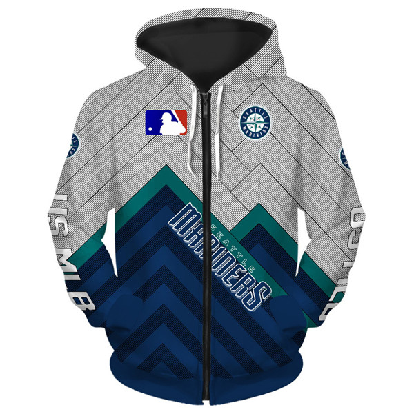 Custom Seattle Mariners All Over Print Hoodie - 3D Baseball Zip Hoodie For Fans
