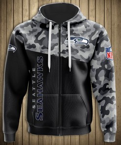 Custom Seattle Seahawks All Over Print Hoodie - Military 3D Zip Hoodie New Season