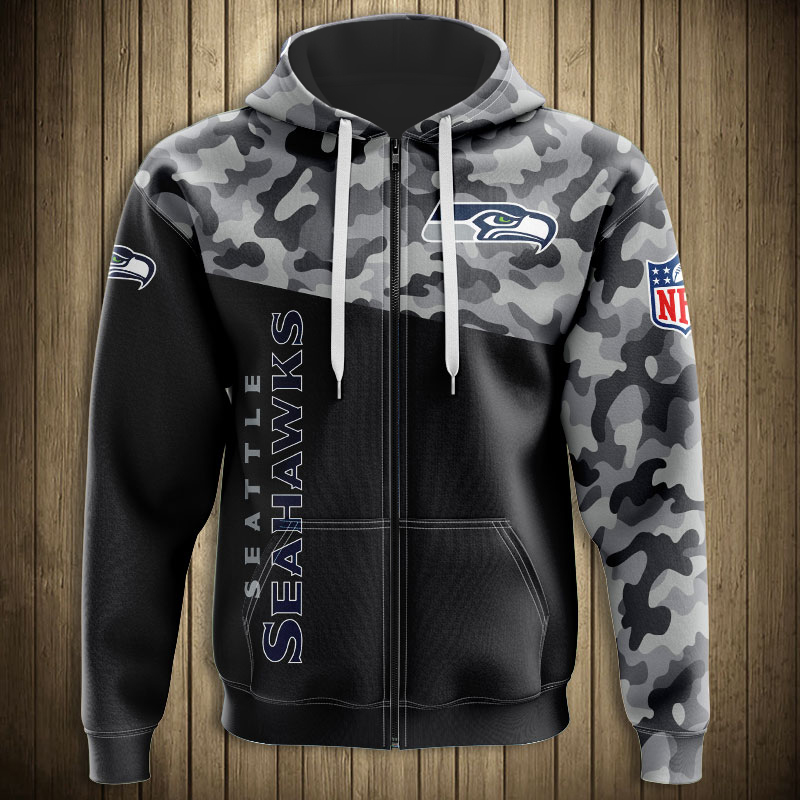 Custom Seattle Seahawks All Over Print Hoodie - Military 3D Zip Hoodie New Season