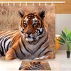 Custom Set Shower Curtain and Bathroom Mat - Featuring the Majestic Lying Tiger. 