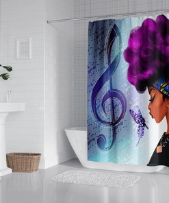 Custom Sexy Cartoon African American Woman Shower Curtain for Home Decoration 