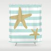 Custom Striped Starfish Nautical Ocean Shower Curtain - Perfect Gift