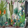 Custom Succulent Plant Floral Cactus Shower Curtain For A Green Bathroom 