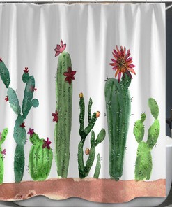 Custom Succulent Plant Floral Cactus Shower Curtain For A Green Bathroom