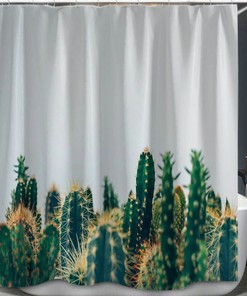Custom Succulent Plant Floral Cactus Shower Curtain For A Green Bathroom