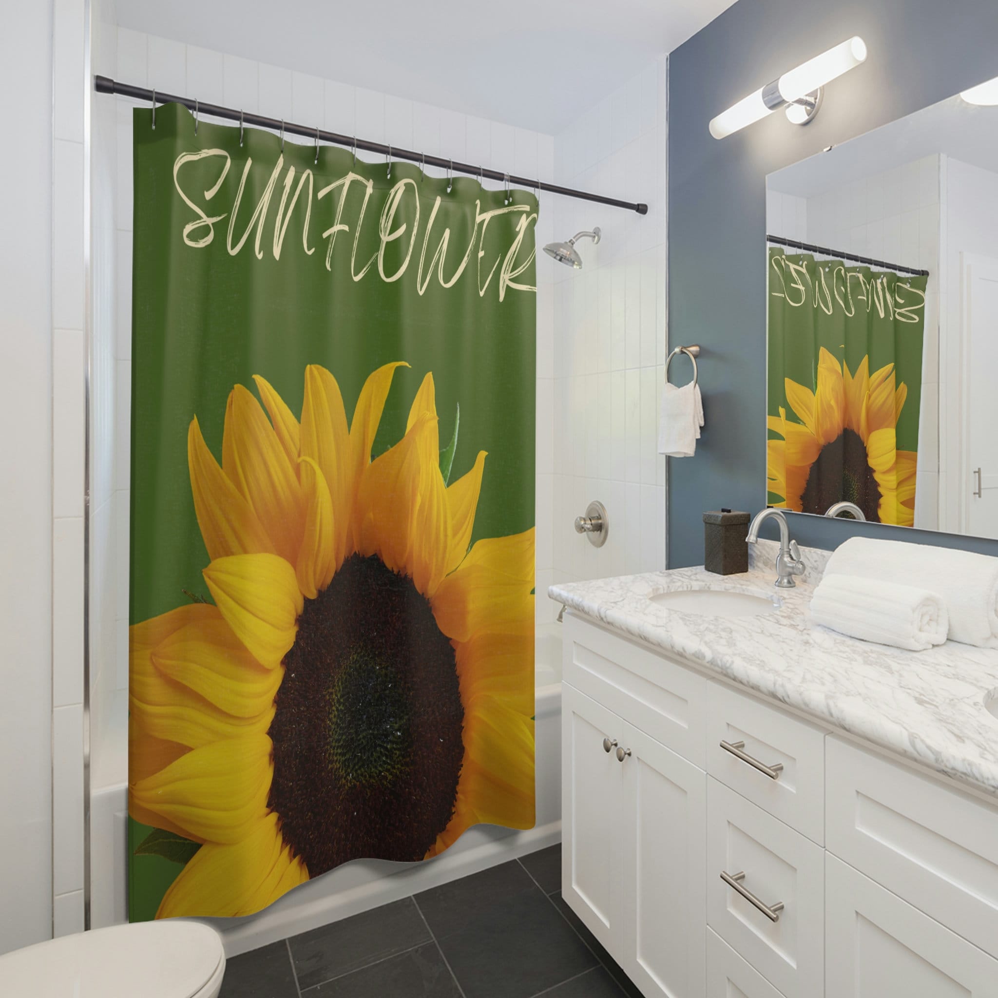 Custom Sunflower Shower Curtain for a Personalized Bathroom Experience