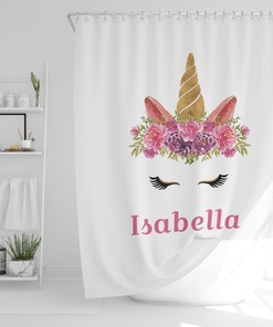 Custom Unicorn Print Shower Curtain for Magic Bathroom Decor