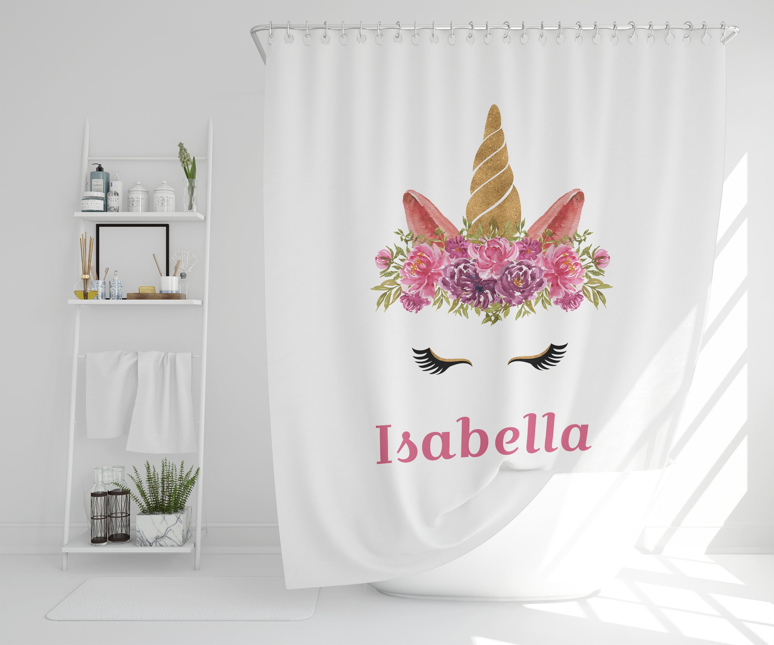 Custom Unicorn Print Shower Curtain for Magic Bathroom Decor