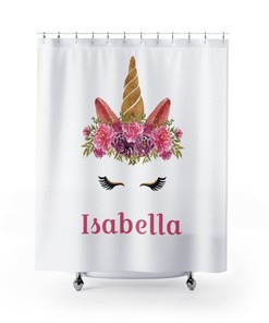 Custom Unicorn Print Shower Curtain for Magic Bathroom Decor