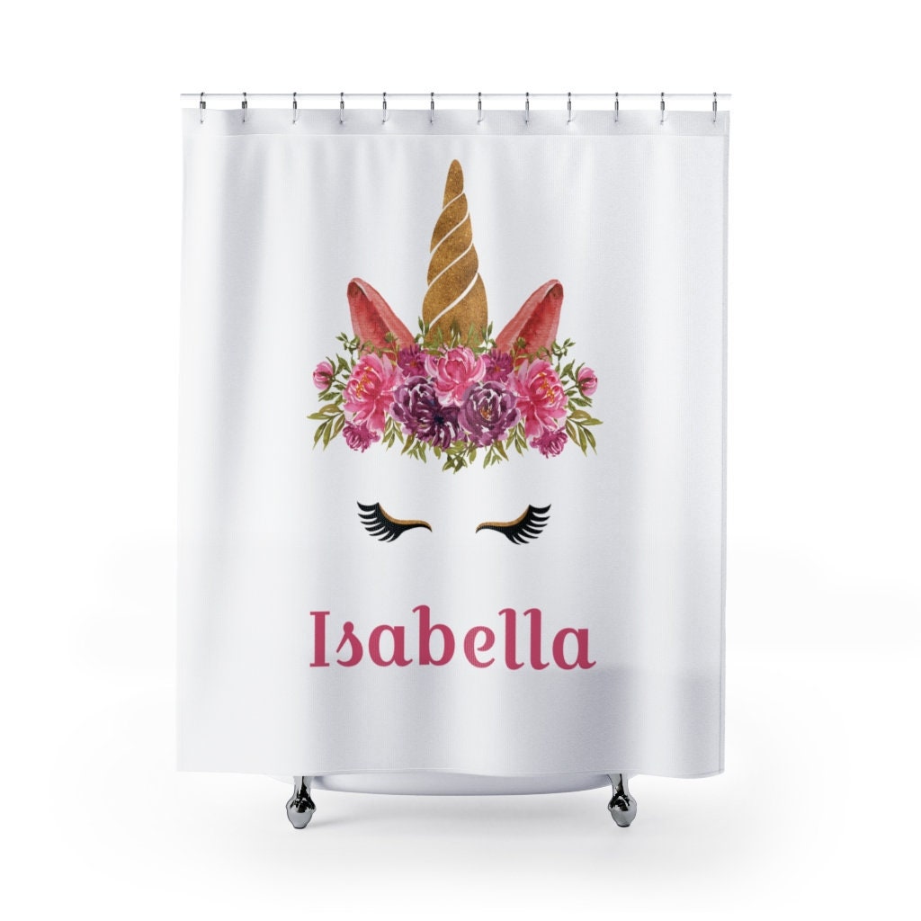 Custom Unicorn Print Shower Curtain for Magic Bathroom Decor