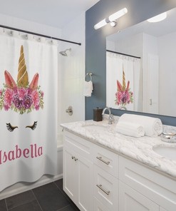 Custom Unicorn Print Shower Curtain for Magic Bathroom Decor