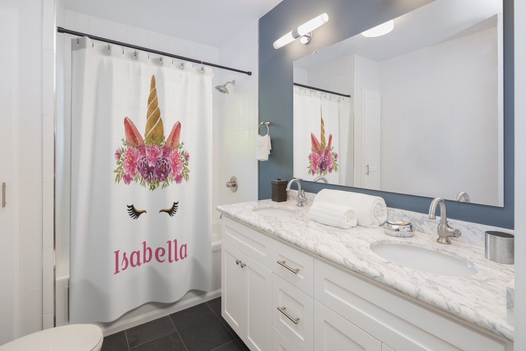Custom Unicorn Print Shower Curtain for Magic Bathroom Decor