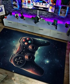 Custom Vintage Game Room Area Rug for Boys with Unique Shufflezone Game Carpet