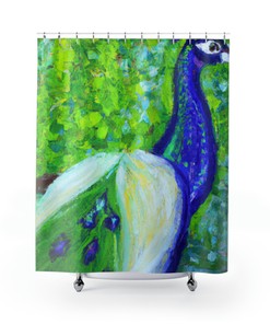 Custom Vintage Peacock Painting Shower Curtain - Unique Bathroom Decor