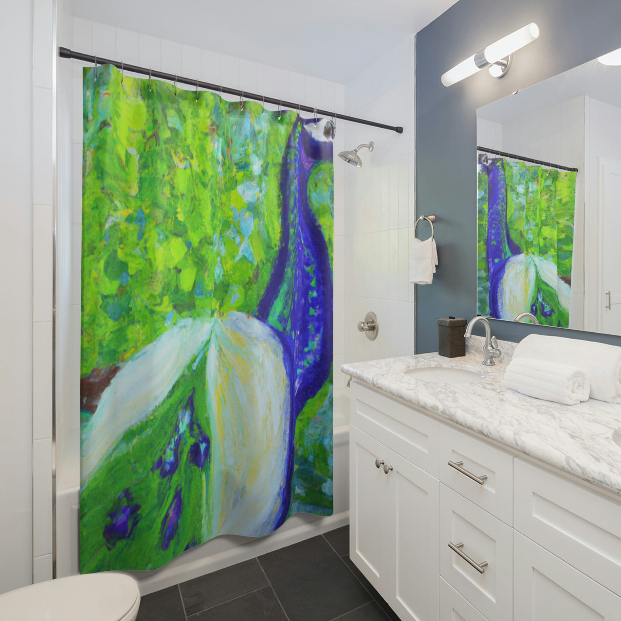 Custom Vintage Peacock Painting Shower Curtain - Unique Bathroom Decor