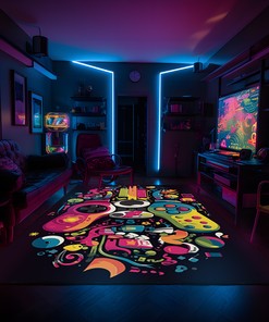 Customizable Game Controller Area Rug for Boy's Bedroom, Add Vintage Game Room Flair