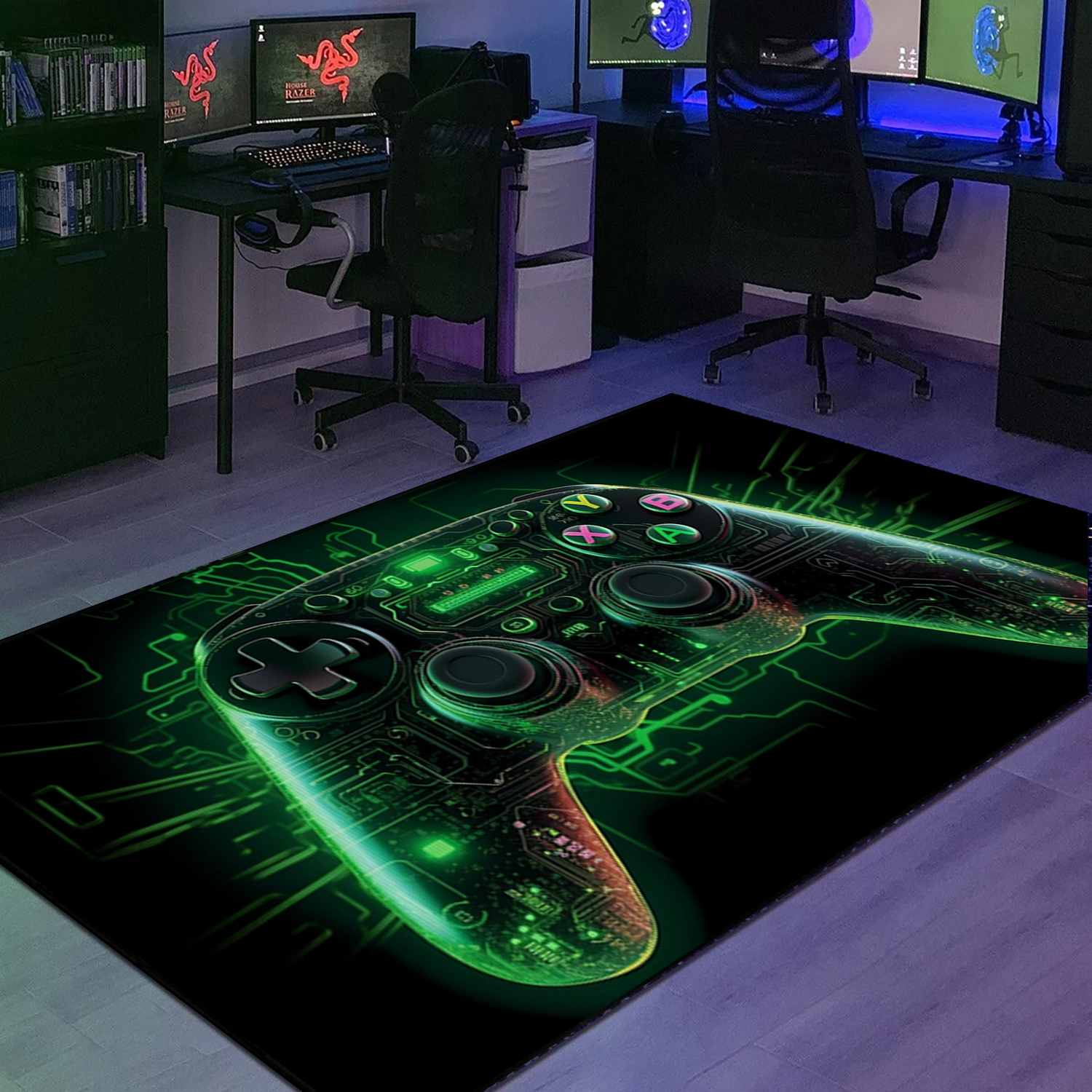 Customizable Game Controller Area Rug for Gaming Room Decor - Add Some Fun to Your Room