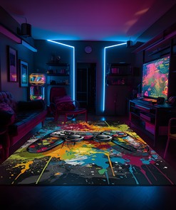 Customizable Game Controller Area Rug for Teen Boys' Bedroom, Add Vintage Game Room Touch