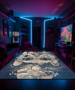 Customizable Game Controller Area Rug with Vintage Game Room Design for Boys Room, Ideal for Home Decoration