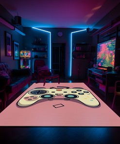 Customizable Game Room Carpet with Vintage Game Room Decor for Teen Boys